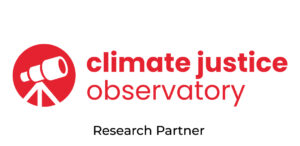Climate Justice Observatory logo with Research Partner subheading